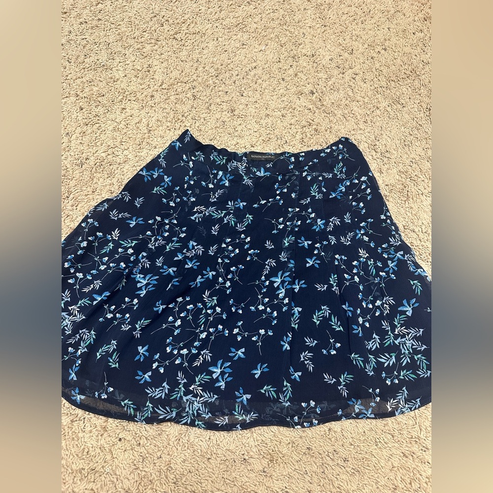 Banana Republic Blue Floral Mini Skirt